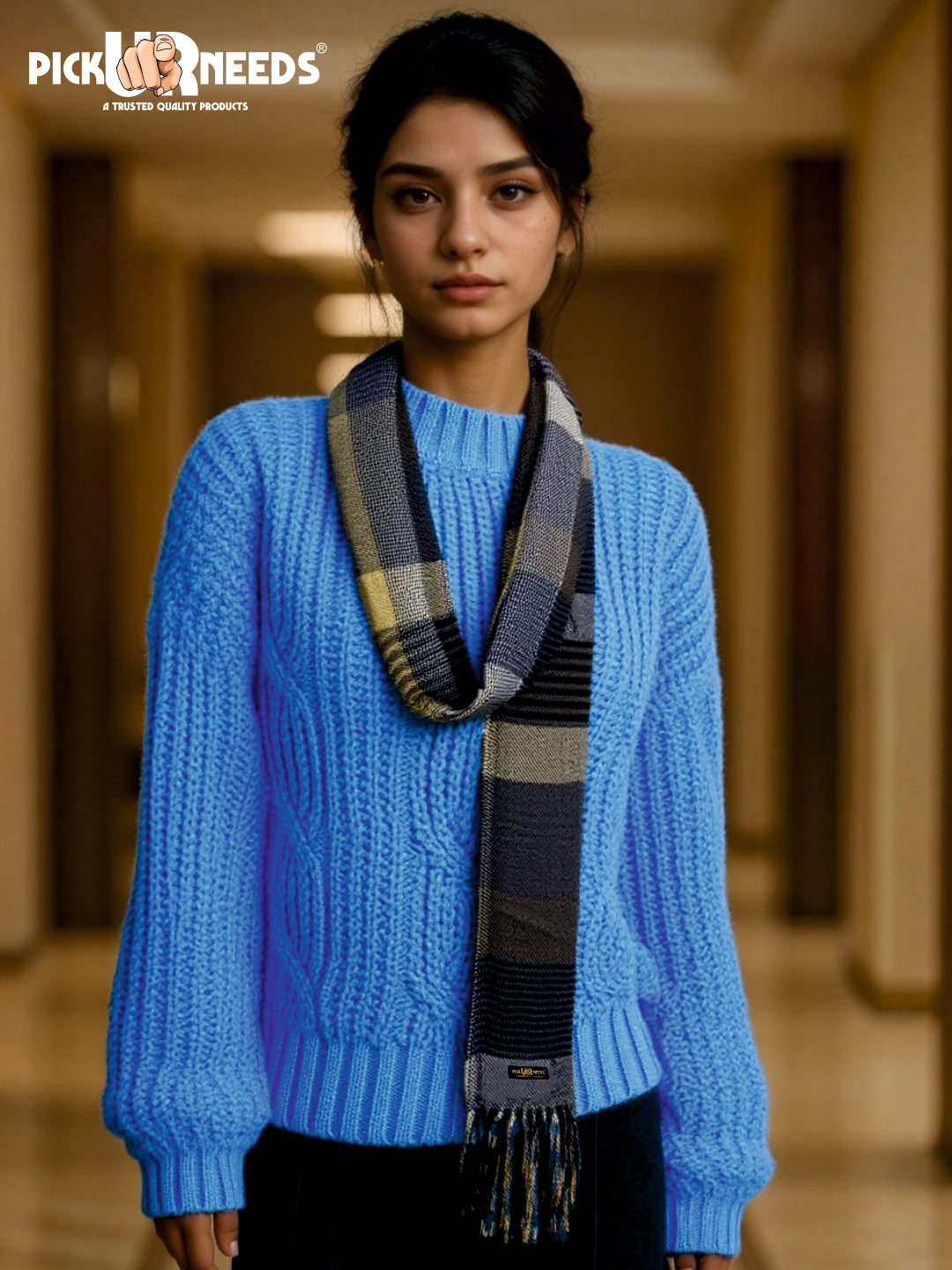 Pick Ur Needs Pure Cashmere Womens Winter Stylish Muffler Warm, Soft and Trendy Scarves for Cold W